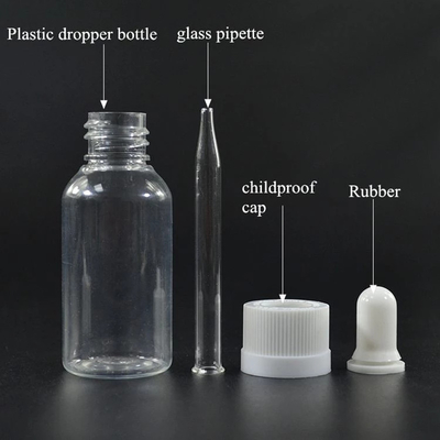 Sıvı tam dağıtım için sızıntı geçirmez vida kapaklı cam plastik damlatıcı şişeler