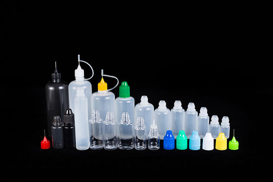 Sıvılar için Şeffaf Siyah Küçük Şişeler 10ml 15ml 30ml 60ml 80ml 100ml Kapasite