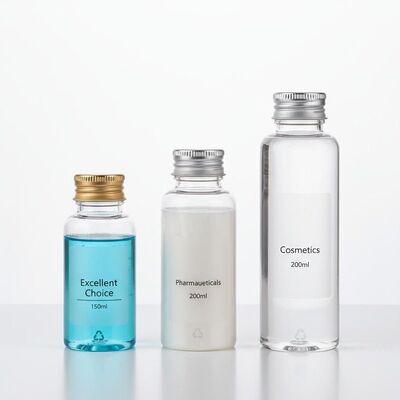 Özel yapılmış plastik vida üst şişeler Tekrar kullanılabilir 150ml 200ml İlaç ve kozmetik için mükemmel bir seçim