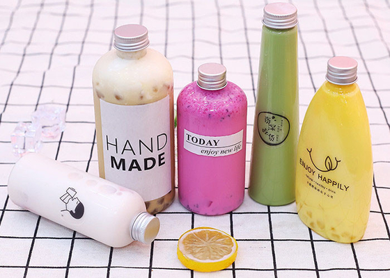 240ml Konik Şeffaf Plastik Meyve Suyu Kapları Alüminyum Kapak