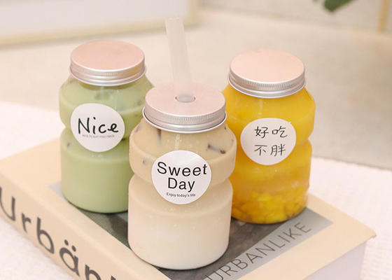 Alüminyum Kapaklı 350ml PET Süt Çay Şişeleri Tek Kullanımlık Süt Kapları