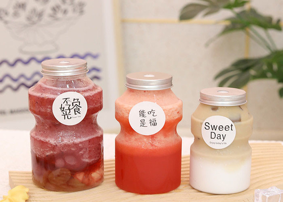 Alüminyum Kapaklı 350ml PET Süt Çay Şişeleri Tek Kullanımlık Süt Kapları