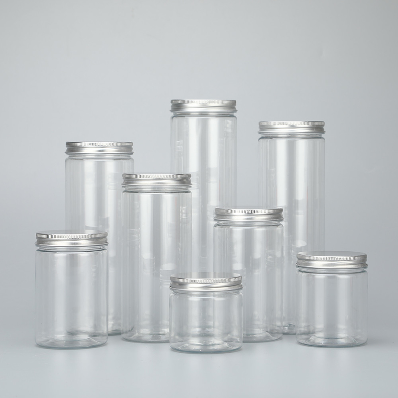 özel 100ml 200ml 8oz 300ml 12oz 500ml açık beyaz siyah kehribar geniş ağız kozmetik kaplar alum ile plastik evcil hayvan kavanozu