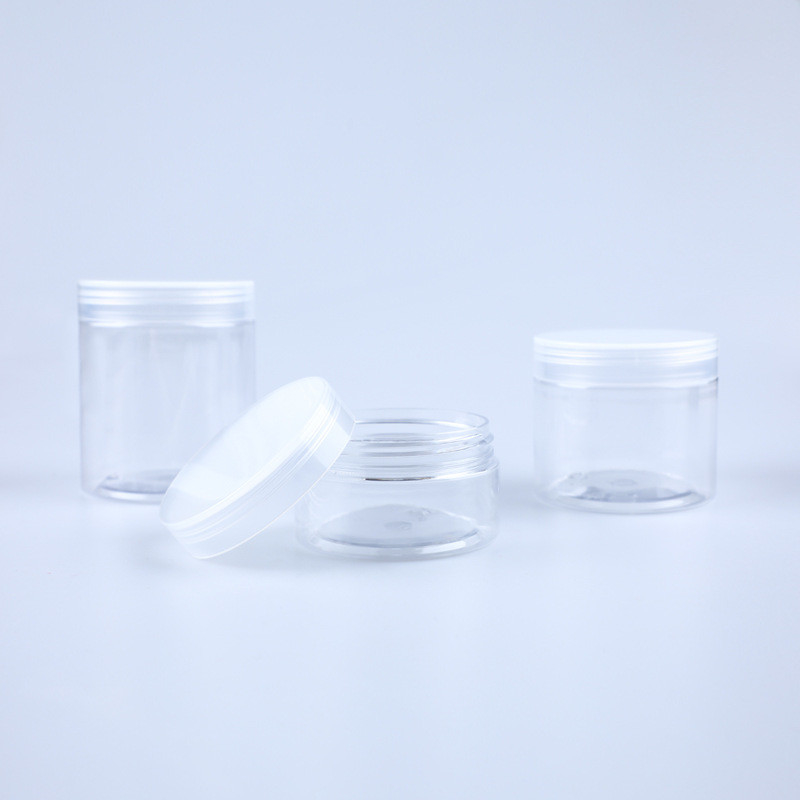Evcil hayvanlar için plastik kavanozlar Gıda ambalajı için alüminyum kapaklı temiz boş kurabiye plastik kapak