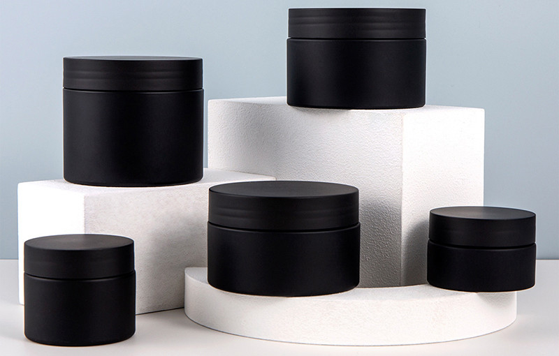 Kozmetik Paketleme PET Deri Bakım Kremi Kavanoz 30ml 60ml 100ml 150ml Siyah Plastik Kavanozlar
