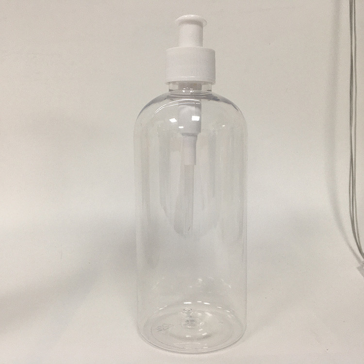 Kozmetik için pompa ve ipek ekran baskı ile 24 mm tekrar kullanılabilir pembe yuvarlak PET şişesi