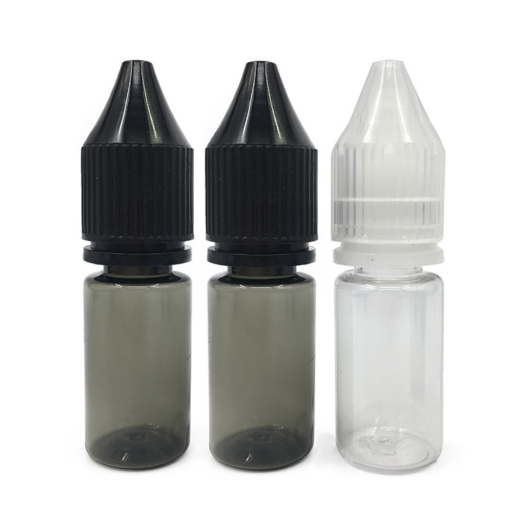 18 mm boyutlu boyutlu yuvarlak E sıvı şişe şeffaf malzeme ve çocuk geçirmez kapağı ile