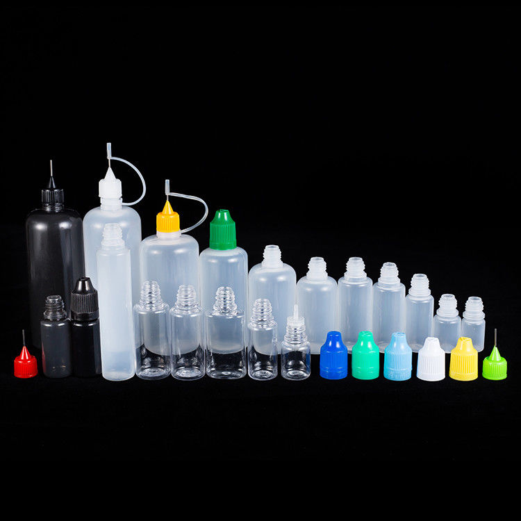 Sıvılar için Şeffaf Siyah Küçük Şişeler 10ml 15ml 30ml 60ml 80ml 100ml Kapasite