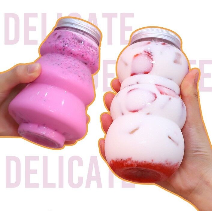 05kg Kafası vidalı kabarcıklı çay kavanozları Dayanıklı şeffaf plastik kaplar Karıştırma ve servis için mükemmel kabarcıklı çay içecekleri