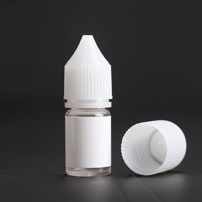 10ml E sıvı şişesi Çocuk geçirmez boyun tipi, E sıvı depolama ve vaping ürünlerinde kullanımı için güvenli ambalaj sunuyor
